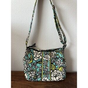 Vera Bradley Purse Island Blooms Crossbody Adjust Strap Retired Aqua Lime
